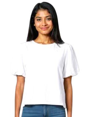 Nanette Lapore Women's White Short Puff Sleeve Modal Blend Tie Back Blouse